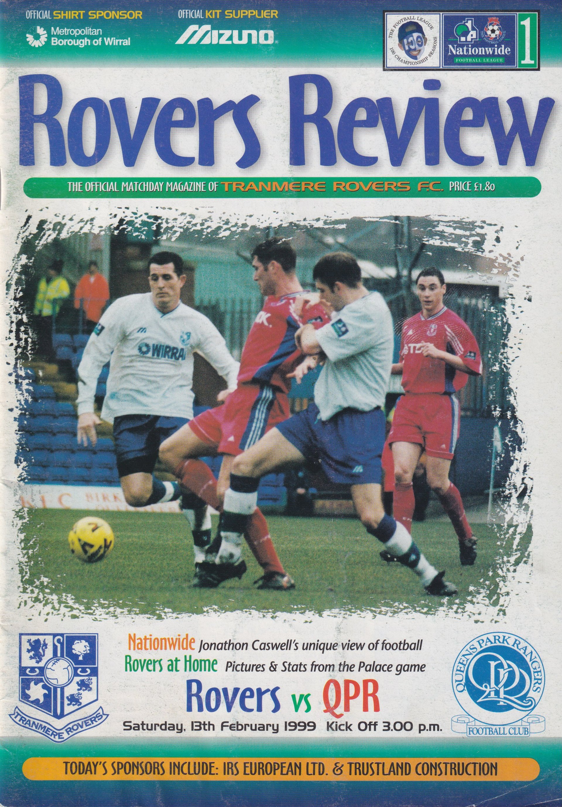Tranmere Rovers v Queens Park Rangers match programme